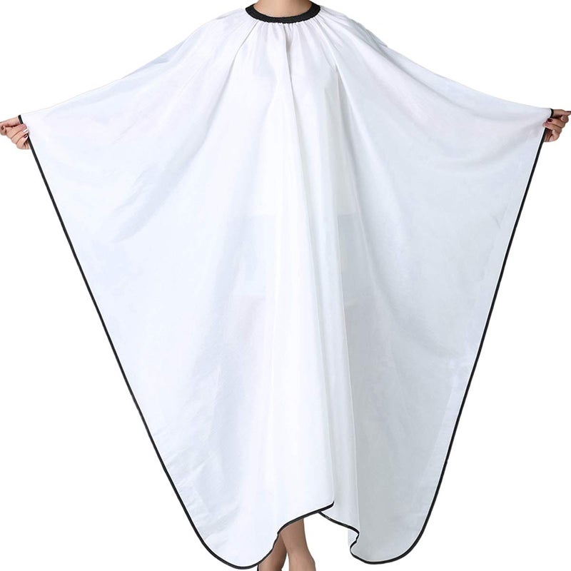 Barber Cape, Professional Hair Salon Cape with Adjustable Metal Clip, Shampoo Hair Cutting Cape for Barbers and Stylists - 55 x 63 inches (White)