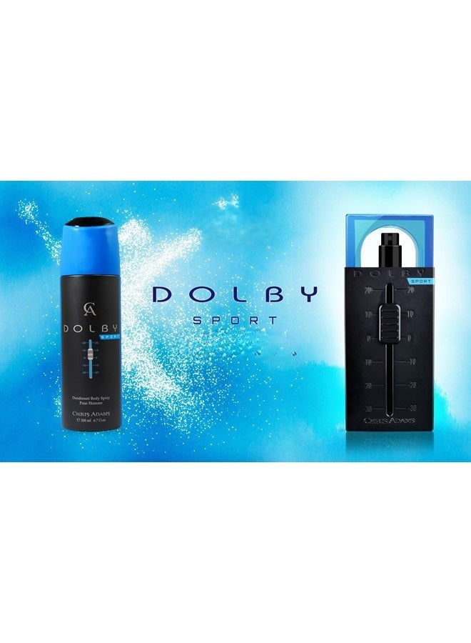 Chris Adams Dolby Sport Eau De Parfum for Men Gift Set 100ML EDP + 200ML Deodorant Long-Lasting Freshness, Dynamic Energy & Masculine Confidence - Image 2