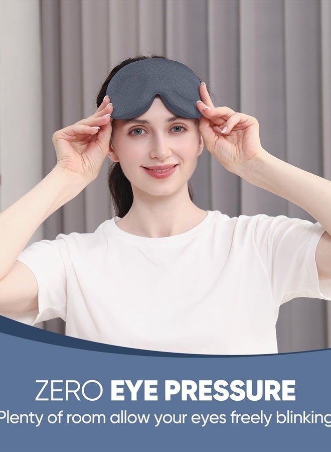 MZOO Sleep Eye Mask for Men Women, Zero Eye Pressure 3D Sleeping Mask, 100% Light Blocking Patented Design Night Blindfold, Soft Eye Shade Cover for Travel, Grey - Image 2