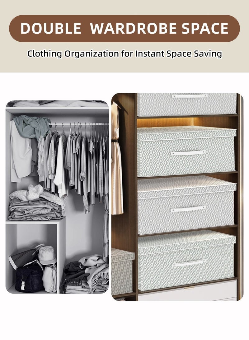2 صندوق تخزين قابل للطي مع أغطية، صناديق كبيرة لتنظيم الملابس لتخزين الخزانة، منظم خزانة الملابس لغرفة النوم وغرفة المعيشة واستخدام تحت السرير - Image 2