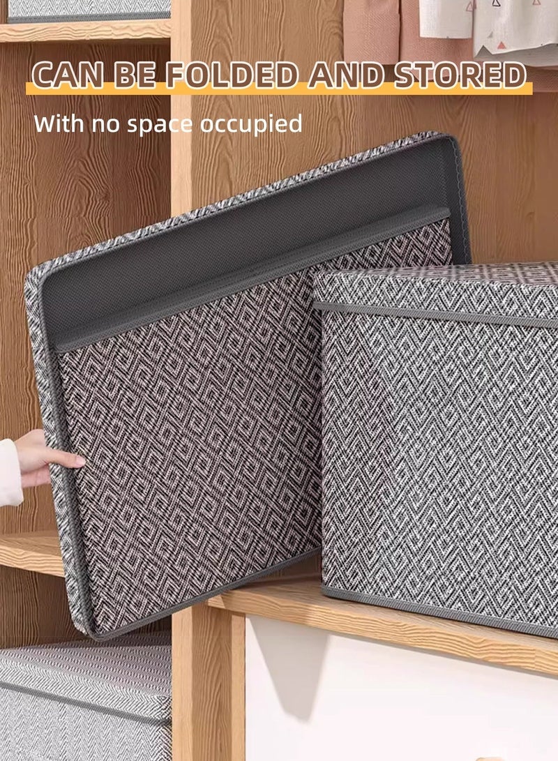 2 صندوق تخزين قابل للطي مع أغطية، صناديق كبيرة لتنظيم الملابس لتخزين الخزانة، منظم خزانة الملابس لغرفة النوم وغرفة المعيشة واستخدام تحت السرير - Image 5