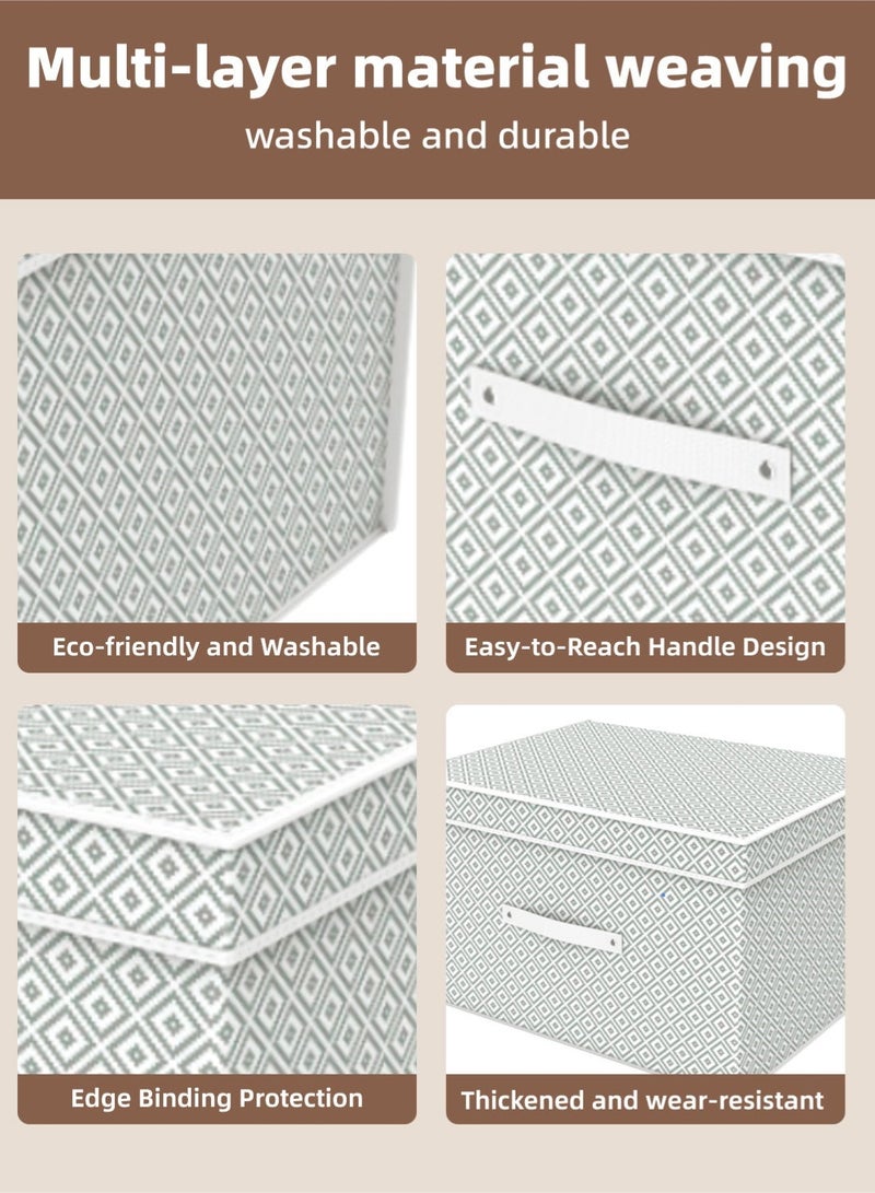 2 صندوق تخزين قابل للطي مع أغطية، صناديق كبيرة لتنظيم الملابس لتخزين الخزانة، منظم خزانة الملابس لغرفة النوم وغرفة المعيشة واستخدام تحت السرير - Image 3