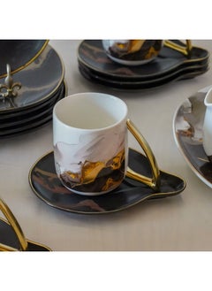 DANUBE HOME Majestic 24-Piece Porcelain Tea Set – Elegant Luxury Tea Cups & Saucers with Teapot, Sugar Bowl, Creamer – Premium Ceramic Tableware for Home & Gifting - Black/White  - Image 3