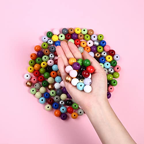 QDXATIVP 230PCS 16mm Colorful Round Wooden Beads for Craft,23 Colors Colored Natual Painted Wood Spacer Loose Beads for Home Party Festival Decoration (Mixed Color 16mm) - Image 3
