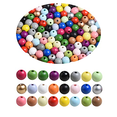 QDXATIVP 230PCS 16mm Colorful Round Wooden Beads for Craft,23 Colors Colored Natual Painted Wood Spacer Loose Beads for Home Party Festival Decoration (Mixed Color 16mm) - Image 1