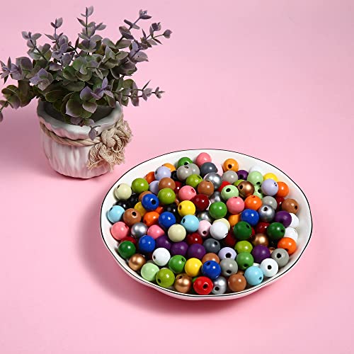 QDXATIVP 230PCS 16mm Colorful Round Wooden Beads for Craft,23 Colors Colored Natual Painted Wood Spacer Loose Beads for Home Party Festival Decoration (Mixed Color 16mm) - Image 2