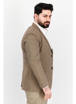 SELECTED Men Relaxed Fit Long Sleeve Plaid Casual Blazer, Tan Combo  - Image 4