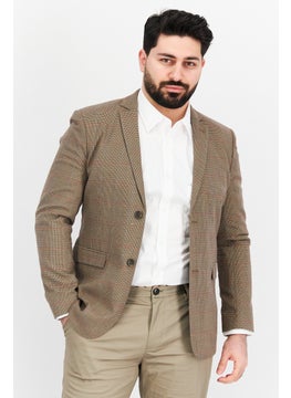 SELECTED Men Relaxed Fit Long Sleeve Plaid Casual Blazer, Tan Combo  - Image 1