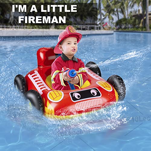 10Leccion Kids Pool Floats with Water Gun, Pool Toys for Kids Ages 4-8, Fire Truck Toddler Floats for Pool, Pool Inflatables for Boys Girls and Children - Image 2