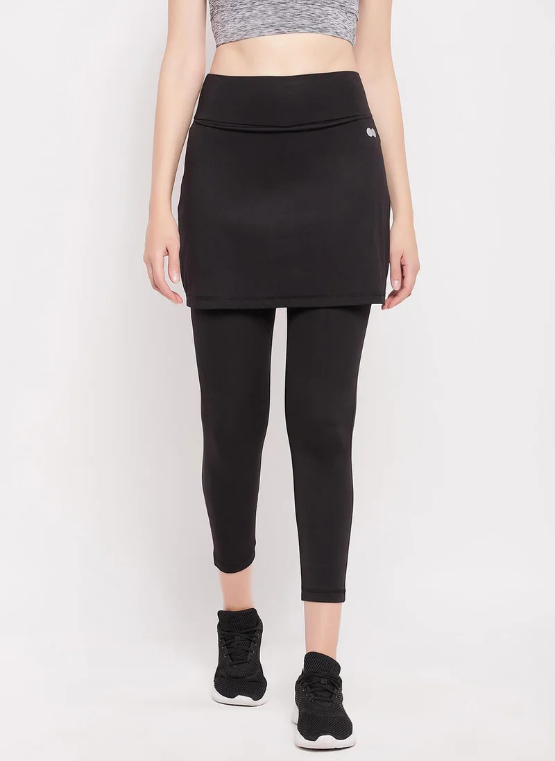 Clovia black Clovia Snug-Fit High Rise Active Skirt with Attached Tights in Black for Women | Best Price UAE