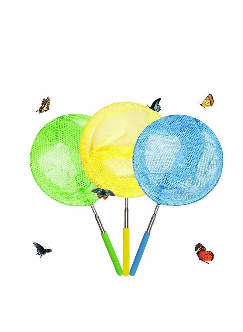 Y&D Telescopic Butterfly Fishing Nets Great for Kids Catching Insects Bugs Fish Caterpillar Ladybird Outdoor Tools Colorful Extendable 34" Inch (3 Pack)  - Image 1