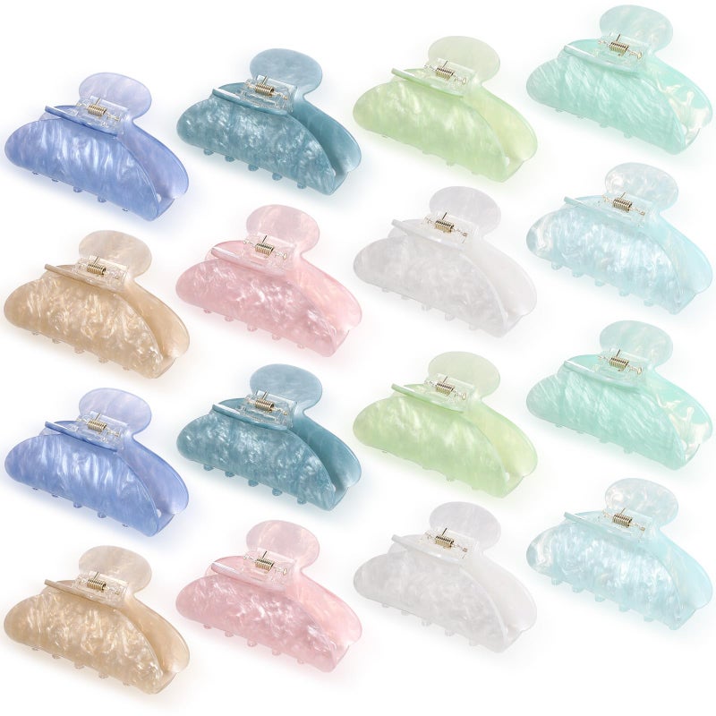 Yuxung 16 Pcs Large Acrylic Hair Claw Clips Bulk for Women Christmas Birthday Gift Fashion French Style Cute Hair Accessories Non-slip Hold Claw Clips for Thick Thin (Multicolor) - Image 1