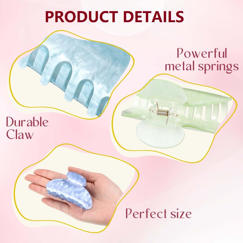 Yuxung 16 Pcs Large Acrylic Hair Claw Clips Bulk for Women Christmas Birthday Gift Fashion French Style Cute Hair Accessories Non-slip Hold Claw Clips for Thick Thin (Multicolor) - Image 3