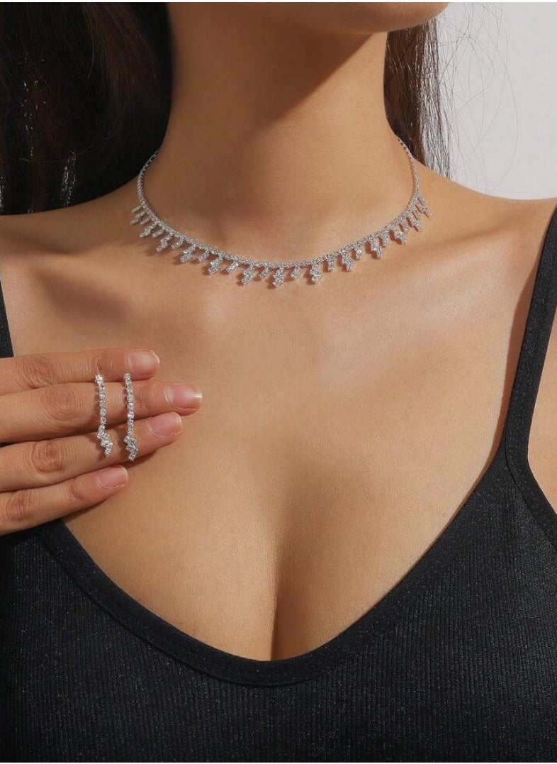 JewelryPalace Amazing Trendy Women's Zirconia Necklace And Earrings Jewellery Set  - Image 1
