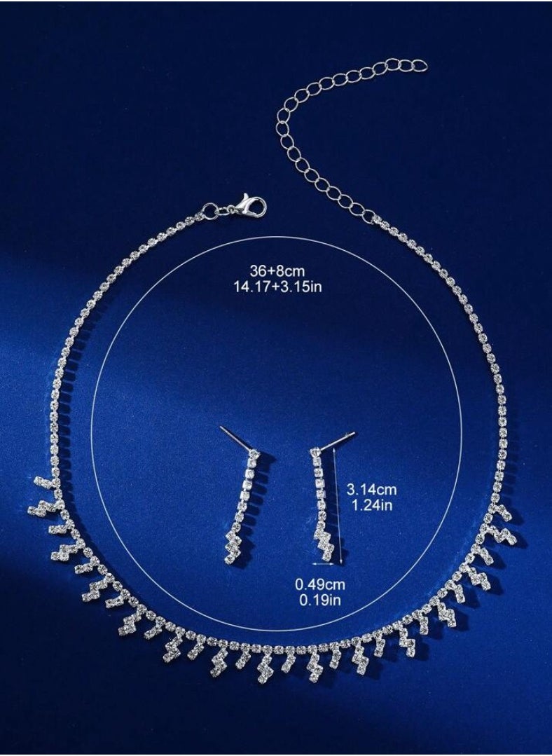 JewelryPalace Amazing Trendy Women's Zirconia Necklace And Earrings Jewellery Set  - Image 4