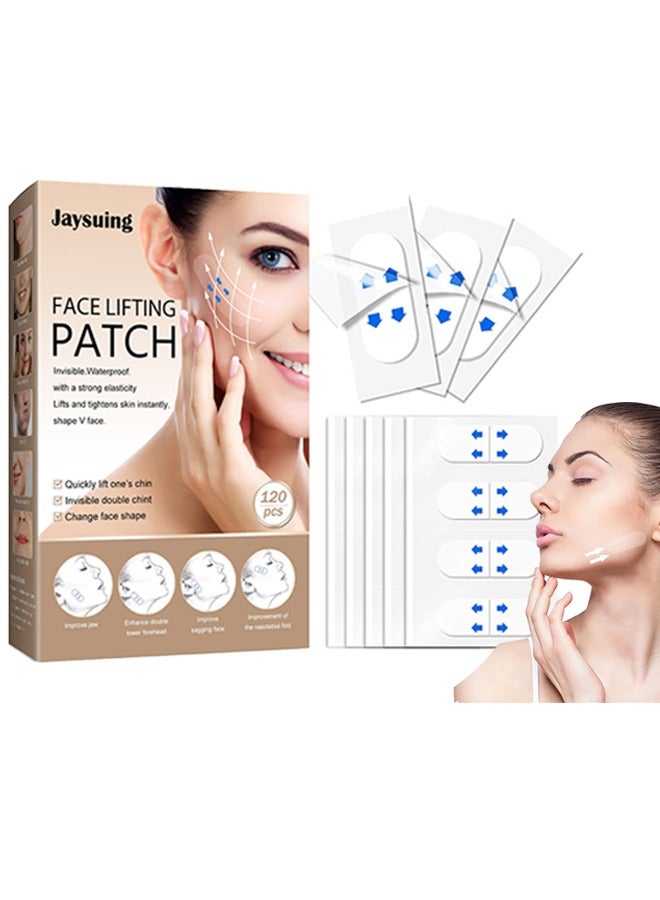 جايسوينغ 120 قطعة رأس رقعة رفع الوجه، شريط الوجه الممتد غير المرئي، التجاعيد رفع رقعات غير مرئية، شريط رفع الوجه للذقن المزدوج العيون الجلد التجاعيد الوجه مزدوج الذقن، أداة رفع الجلد الصلبة - Image 1