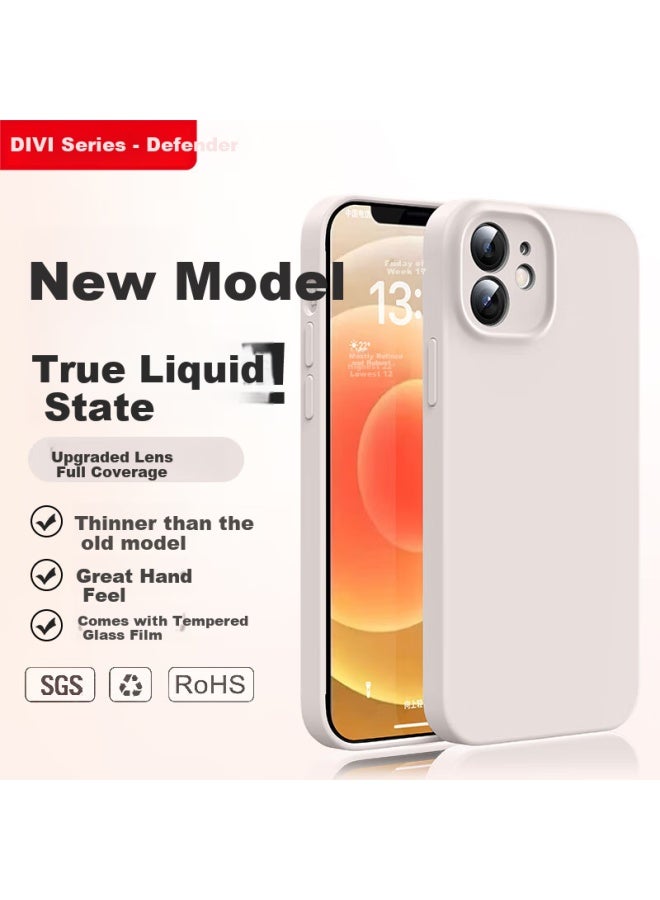 Divi Liquid Silicone Iphone 12 Case Full Body Protection Skin-friendly Lens Cover Ultra Thin Anti-drop Anti-scratch Men And Women White - Image 1