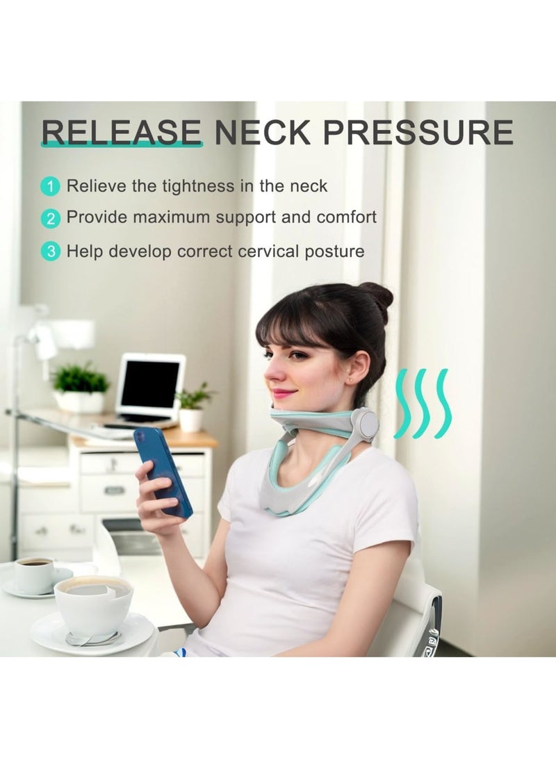 360°Adjustable Neck Brace, Neck Traction Device for Posture Correction, Soft Foam Wraps Support, Neck Stretcher Neck Decompression Devices for Forward Head Posture Correction - Image 3