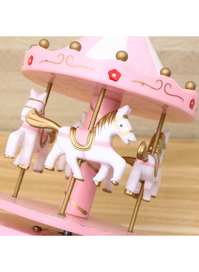 NIBEMINENT Vintage Merry-Go-Round Horse Valentine's Birthday Gift Carousel Music Box Pink 11 x 18cm  - Image 2