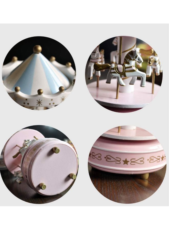NIBEMINENT Vintage Merry-Go-Round Horse Valentine's Birthday Gift Carousel Music Box Pink 11 x 18cm  - Image 4