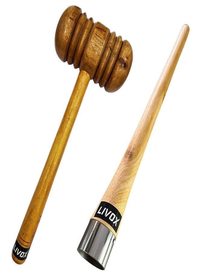 LIVOX Premium Wooden Cricket Bat Mallet, Dual-Sided Knocking Hammer for Bat Seasoning and Maintenance (Pack of 2) - Image 1