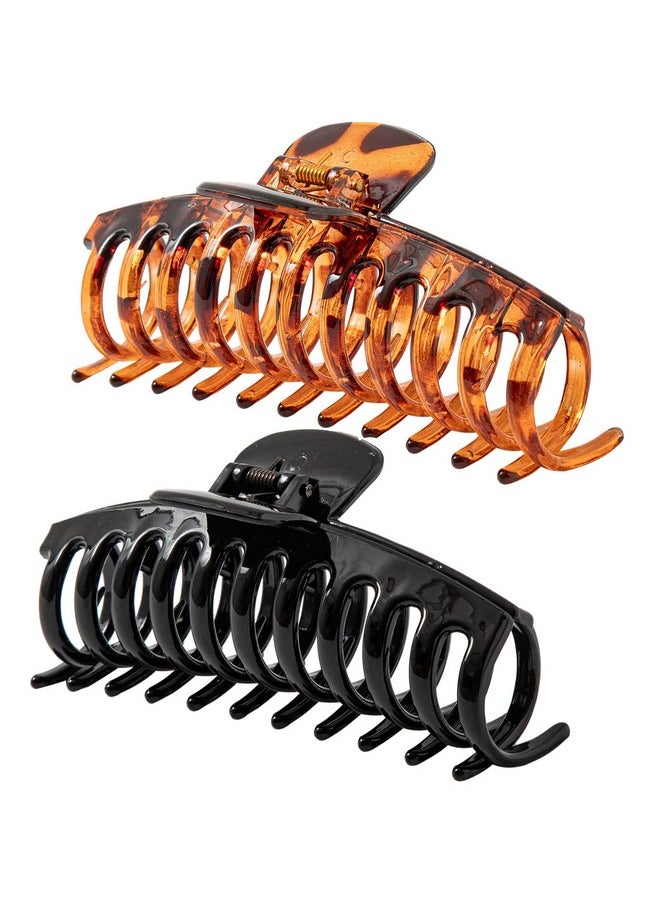 ACCGLORY Accglory 5.5 Inches Extra Large Hair Clips for Long Thick Hair Women’s Jumbo Hair Claw Clips 2 Counts in Set Hair Accessories (Leopard and black)  - Image 1