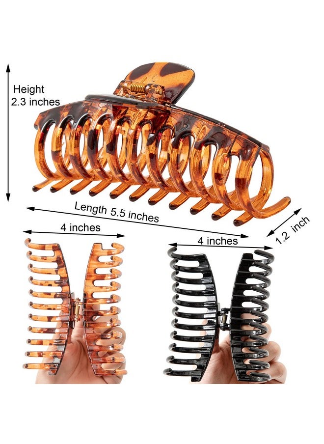 ACCGLORY Accglory 5.5 Inches Extra Large Hair Clips for Long Thick Hair Women’s Jumbo Hair Claw Clips 2 Counts in Set Hair Accessories (Leopard and black)  - Image 2