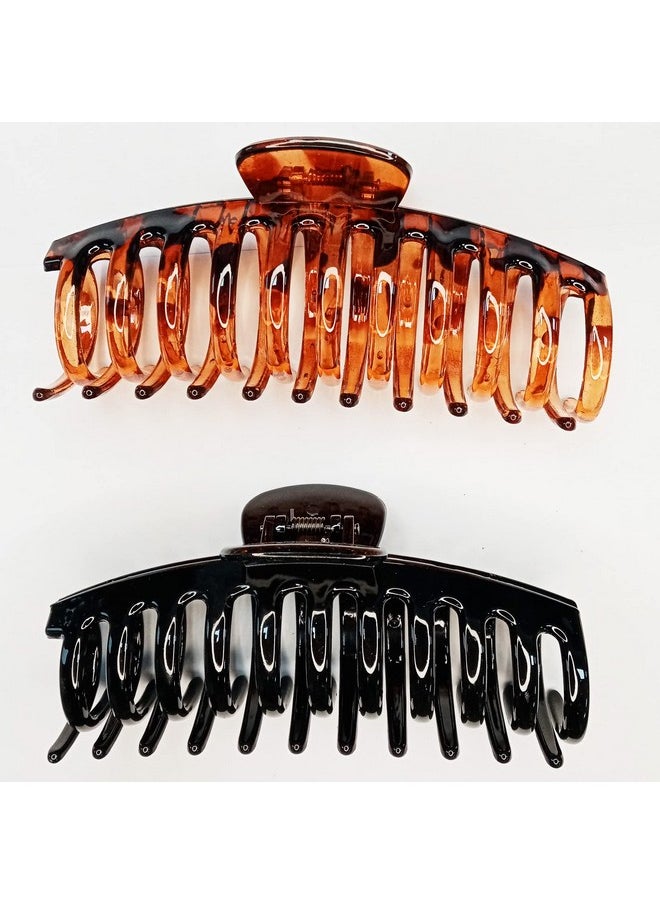ACCGLORY Accglory 5.5 Inches Extra Large Hair Clips for Long Thick Hair Women’s Jumbo Hair Claw Clips 2 Counts in Set Hair Accessories (Leopard and black)  - Image 3