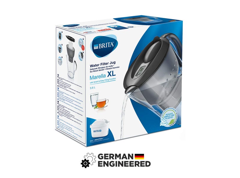 BRITA جهاز تصفية المياه ماريللا XL مصنوع في ألمانيا سعة 3.5 لتر رمادي | تصفية قوية بتقنية MicroFlow | لآلئ كربون نشط للحصول على طعم ماء طازج ومغذي - Image 2