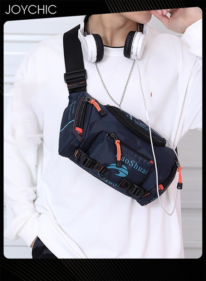 Joychic حقيبة صدر عصرية للرجال بسعة كبيرة متعددة الوظائف من النايلون المقاوم للماء والتآكل مع مقبس سماعة رأس للرياضات الخارجية والتسلق - Image 1