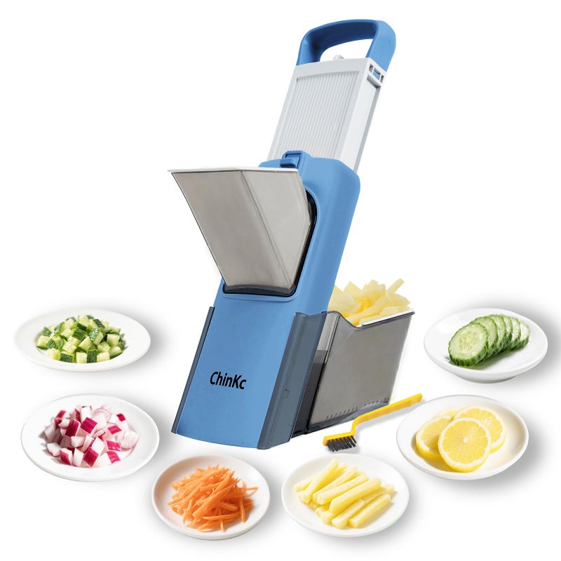 ChinKc Upgrade Safe Mandoline Slicer for Kitchen,Adjustable Vegetable Food Chopper Onion Potato Fries Cutter, Veggie Salad Julienne + Dicer, with Draining basket, Kitchen Chopping Artifact, Gift - Image 1