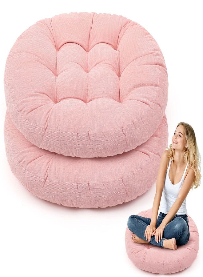 جيريفي وسائد أرضية من جيريفاي، مقاس 22 × 22 بوصة، دائرية ومربعة، وسادة أرضية كبيرة للتأمل، مناسبة للفصول الدراسية، وجلسات التأمل للكبار، ووسادة لحفلات النزهات، ووسادة للجلوس، وهدية لعيد الميلاد (دائرية، وردية زاهية، قطعتان) - Image 1