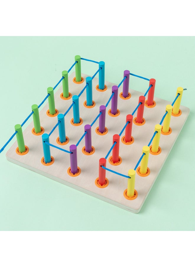 Montessori Teaching Aids Inductive Training Wooden Stick Inserting Threshold Board Young Children's Creative Variables Logical Thinking Educational Toys-Color:MMM-child Threading Board 0.66