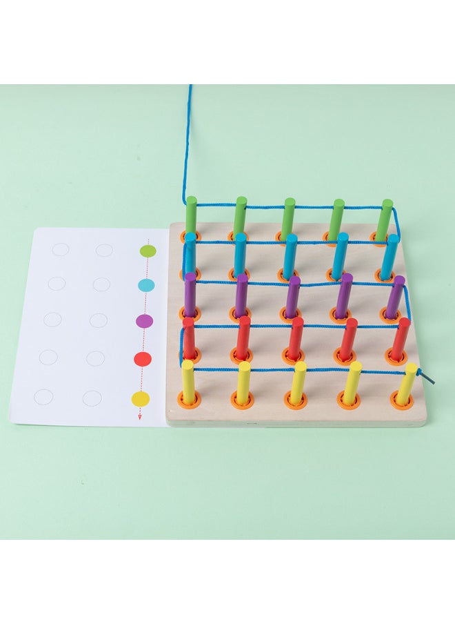 Montessori Teaching Aids Inductive Training Wooden Stick Inserting Threshold Board Young Children's Creative Variables Logical Thinking Educational Toys-Color:MMM-child Threading Board 0.66