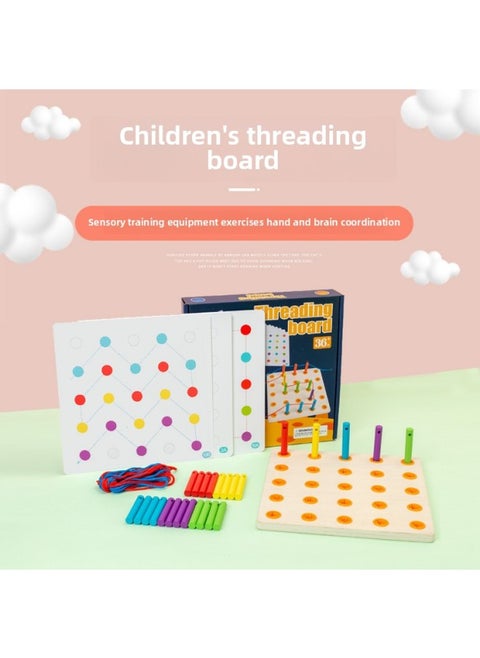 Montessori Teaching Aids Inductive Training Wooden Stick Inserting Threshold Board Young Children's Creative Variables Logical Thinking Educational Toys-Color:MMM-child Threading Board 0.66