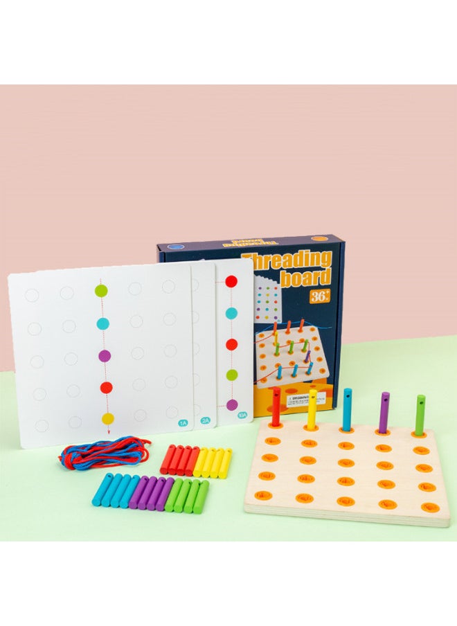 Montessori Teaching Aids Inductive Training Wooden Stick Inserting Threshold Board Young Children's Creative Variables Logical Thinking Educational Toys-Color:MMM-child Threading Board 0.66
