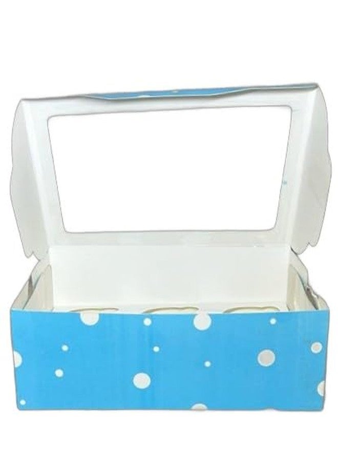 Baekence Cupcake boxes for 6 Blue Circular Dot Color, Pack of 30 pcs - Image 2