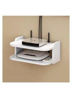Router Storage Box Wall Mounted TV Shelf, Floating Wall Shelf for Modem Equipment, for TV Components Cable Boxes Routers Remotes Game Consoles