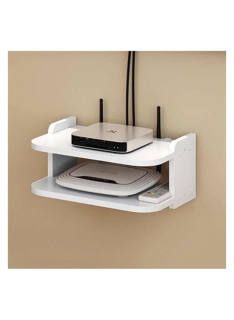 XICEN - Router Storage Box Wall Mounted TV Shelf, Floating Wall Shelf for Modem Equipment, for TV Components Cable Boxes Routers Remotes Game Consoles - Image 1