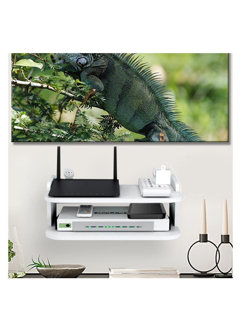 XICEN - Router Storage Box Wall Mounted TV Shelf, Floating Wall Shelf for Modem Equipment, for TV Components Cable Boxes Routers Remotes Game Consoles - Image 1