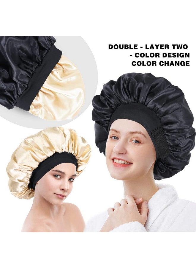 XRACEPHOL Silk Bonnet For Sleeping Double Layer Satin Bonnet Adjustable Bonnets For Black Women Sleep Cap Reversible Hair Bonnet For Curly Hair (Black) - Image 5