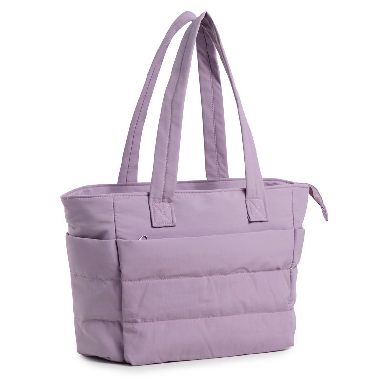 Large Capacity Lightweight Quilted Solid Color Nylon Women's Shoulder Tote Bag - Image 5