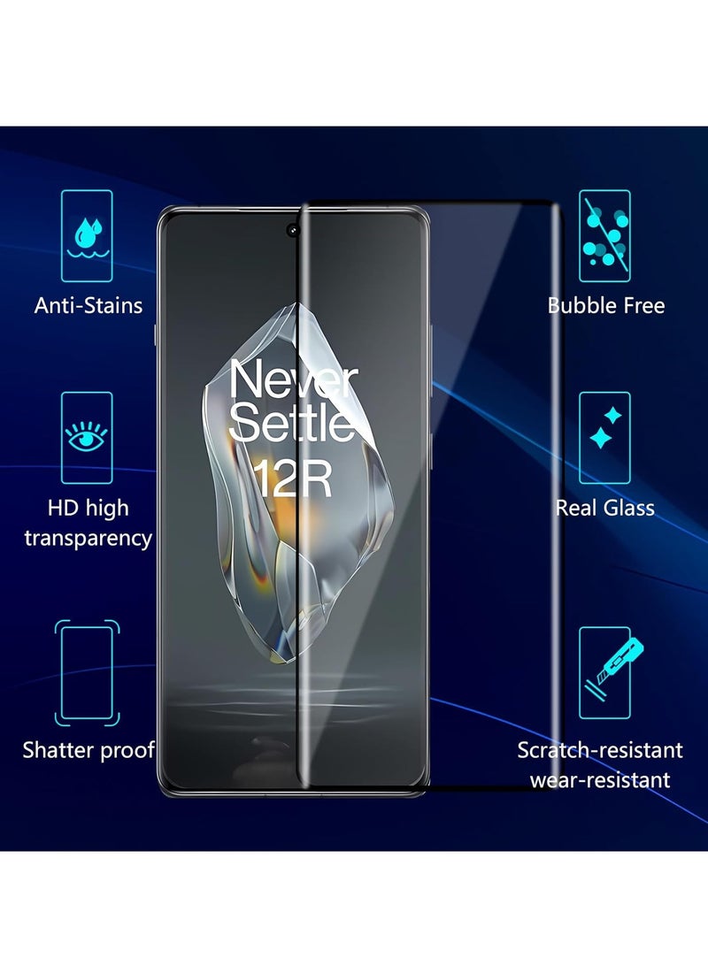 BORTONY Oneplus 12R 5G Screen Protector 9H Hardness 2-Pack 3D Curved Anti-Scratch Bubble Free Glass Friendly HD Clear Tempered Glass For Oneplus 12R 5G - Image 2