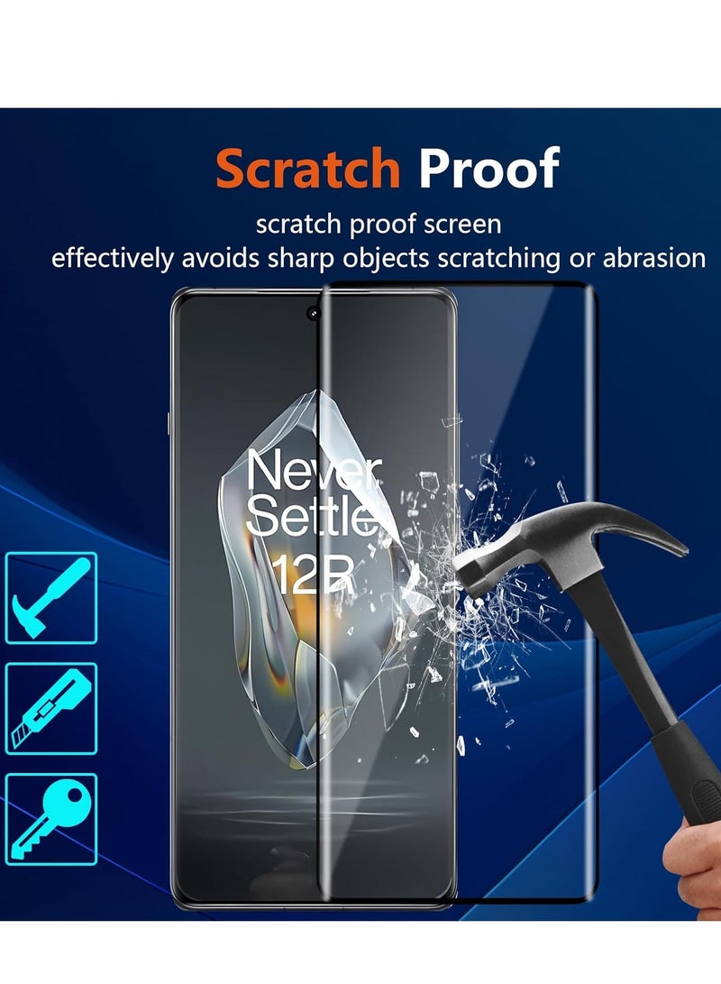 BORTONY Oneplus 12R 5G Screen Protector 9H Hardness 2-Pack 3D Curved Anti-Scratch Bubble Free Glass Friendly HD Clear Tempered Glass For Oneplus 12R 5G - Image 4