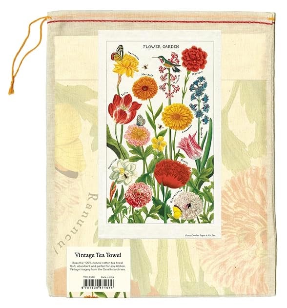 CAVANILLI & CO. Cavallini & Co. Vintage Tea Towel- Flower Garden - Image 3