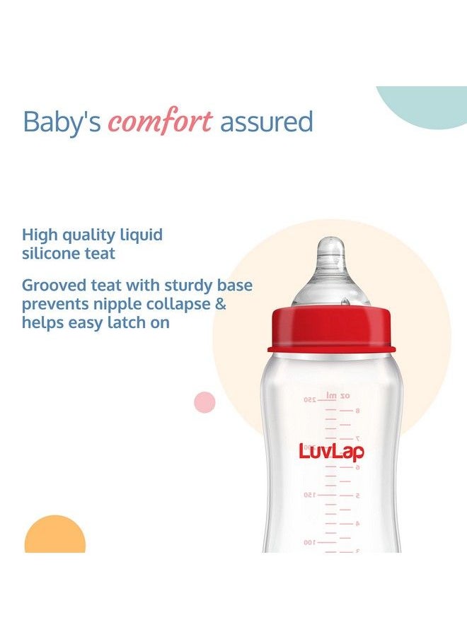 Luvlap - Natura Flo Wide Neck Glass Feeding Bottle New Born Infants Toddler Upto 3 Years Bpa Free Ergonomic Shape Is Easy To Hold With Anti Colic Nipple Pack Of 2 250Ml - Image 1