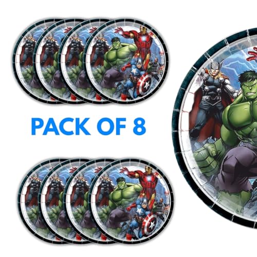 Wanna Party Pack of 8 Super Hero Theme Party Paper Plates for Superhero Theme Decorations - 10 inch Plates Colorful Tableware Set for Boys Kids Baby Birthday Decoration Items - Image 3