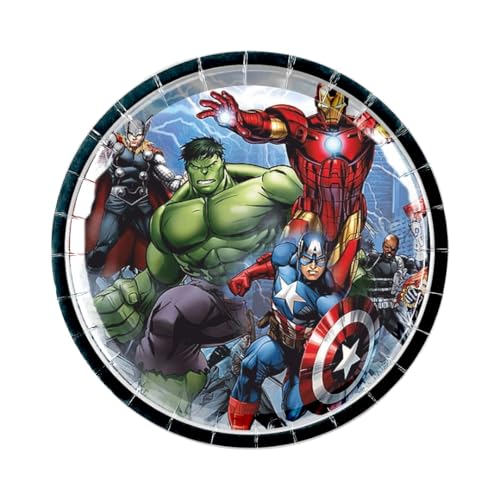 Wanna Party Pack of 8 Super Hero Theme Party Paper Plates for Superhero Theme Decorations - 10 inch Plates Colorful Tableware Set for Boys Kids Baby Birthday Decoration Items - Image 1