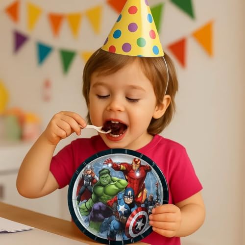 Wanna Party Pack of 8 Super Hero Theme Party Paper Plates for Superhero Theme Decorations - 10 inch Plates Colorful Tableware Set for Boys Kids Baby Birthday Decoration Items - Image 4