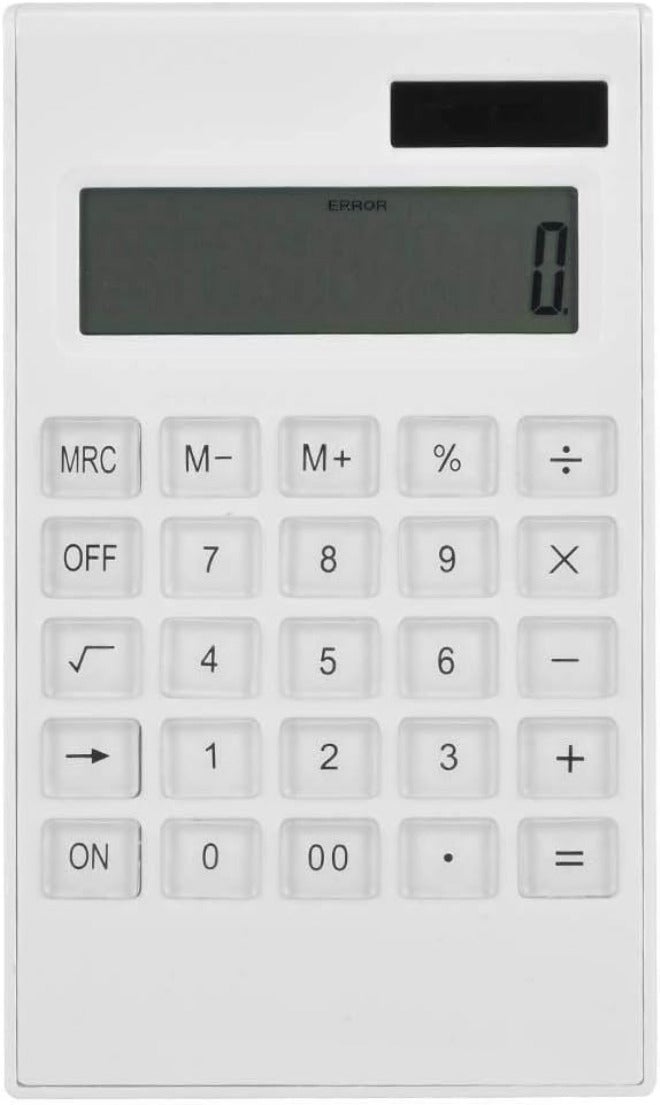 Slim Calculator, 12-Digit Electronic Calculator Lightweight Design Solar and Battery Powered White for Office and Student Use - Image 1